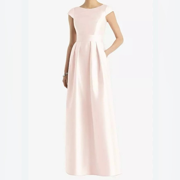 Alfred Sung Excellent US 6 Champagne Gown Formal Dress A-line Wedding Bridesmaid - Picture 7 of 12
